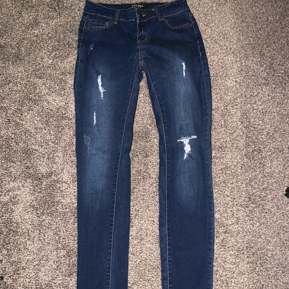 Selling urban planet wax jeans size 7 worn a few times very comfortable jeans